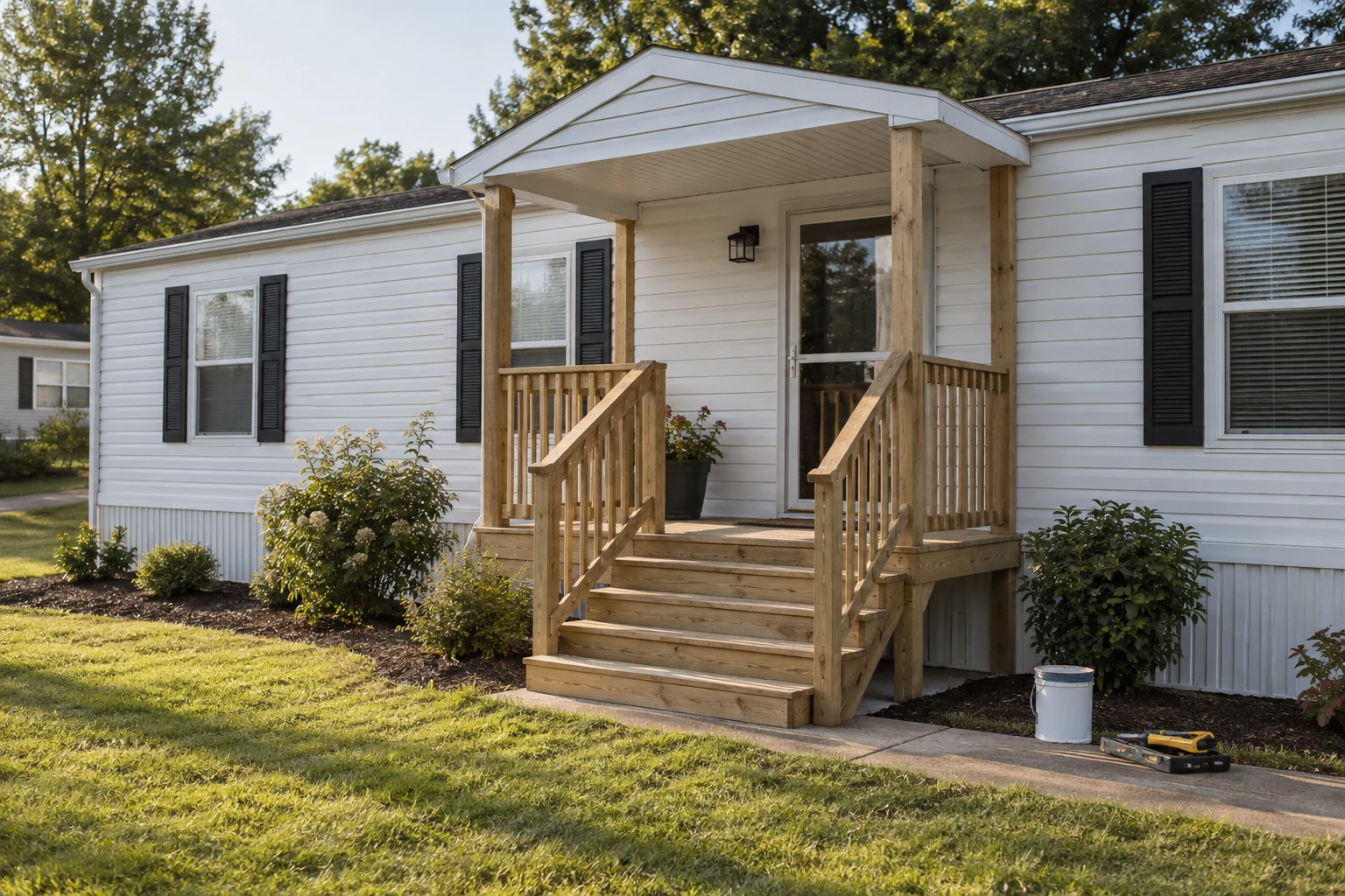 Illustrative photo of a mobile home porch renovation