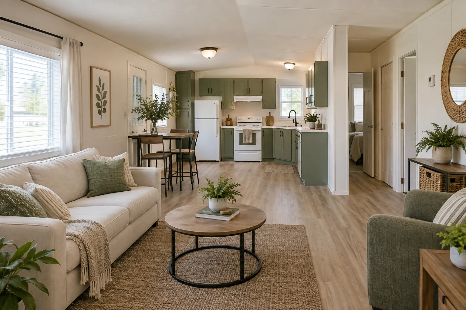 Illustrative photo of a renovated mobile home interior